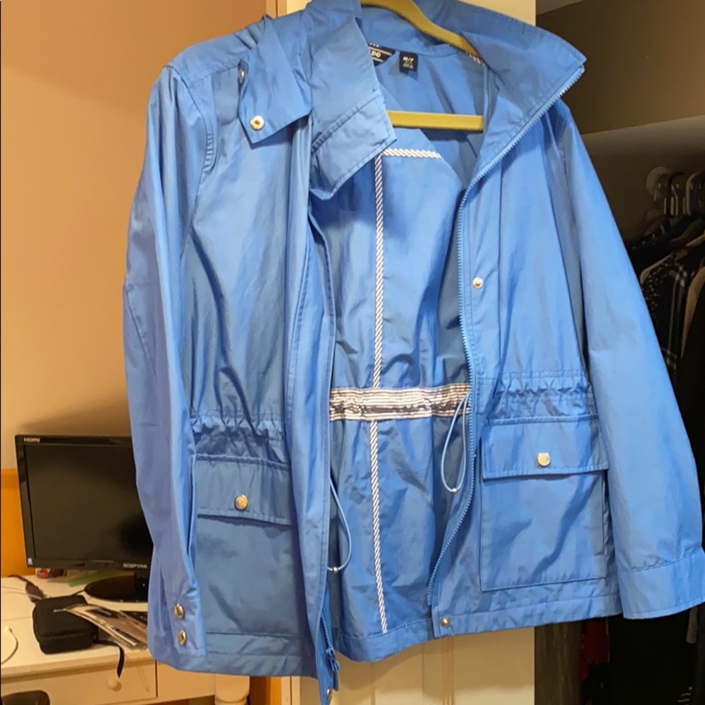 Lands End light blue rain coat
